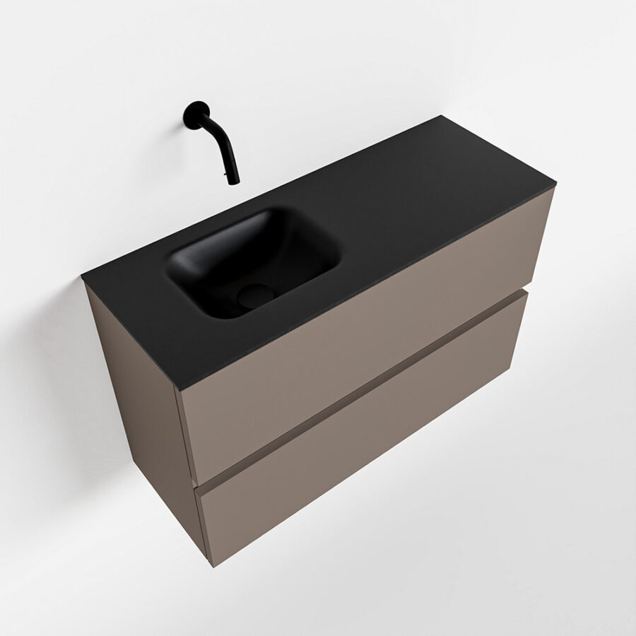 MONDIAZ ADA 80cm toiletmeubel smoke. LEX wastafel urban positie links. Zonder kraangat - Afbeelding 4