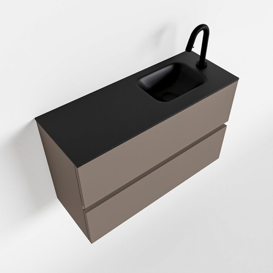 MONDIAZ ADA 80cm toiletmeubel smoke. LEX wastafel urban positie rechts. Met 1 kraangat - Afbeelding 4