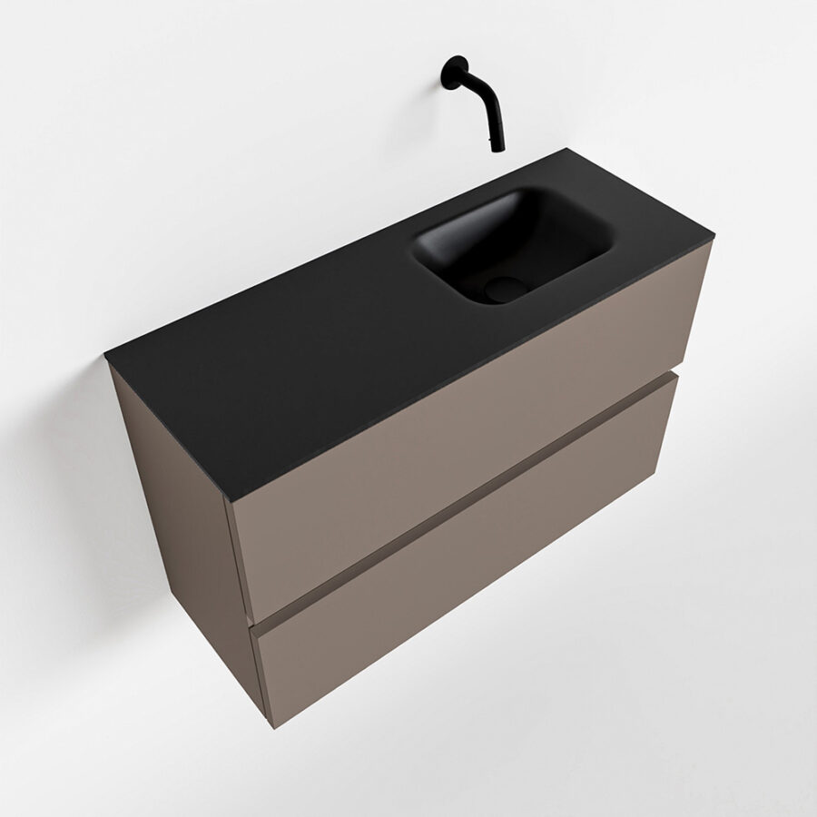 MONDIAZ ADA 80cm toiletmeubel smoke. LEX wastafel urban positie rechts. Zonder kraangat - Afbeelding 4