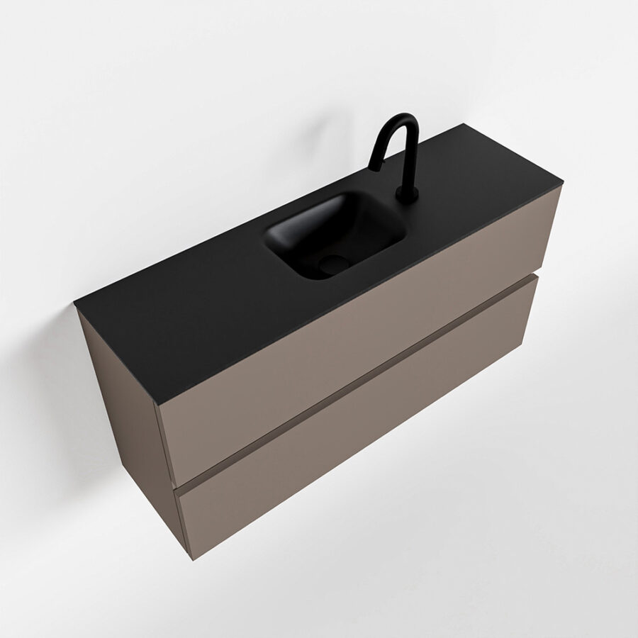 MONDIAZ ADA 100cm toiletmeubel smoke. LEX wastafel urban positie midden. Met 1 kraangat - Afbeelding 4