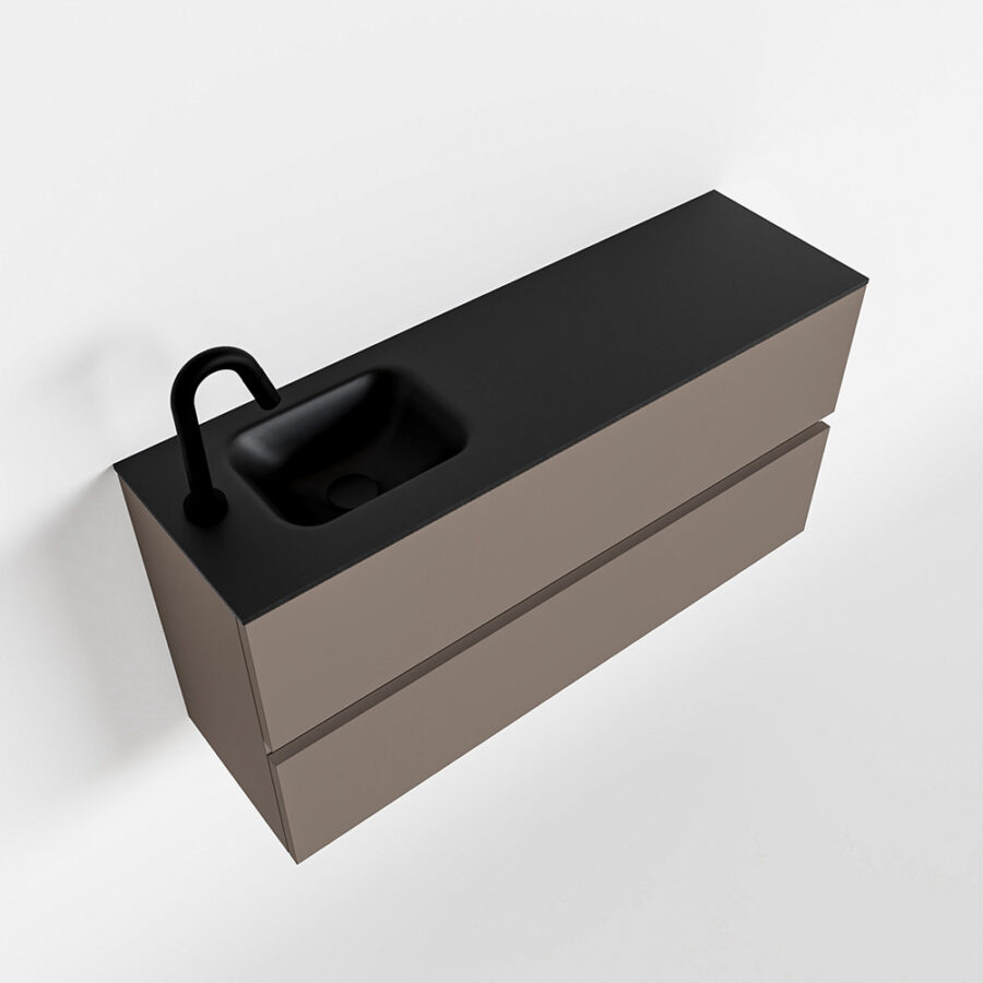 MONDIAZ ADA 100cm toiletmeubel smoke. LEX wastafel urban positie links. Met 1 kraangat - Afbeelding 4