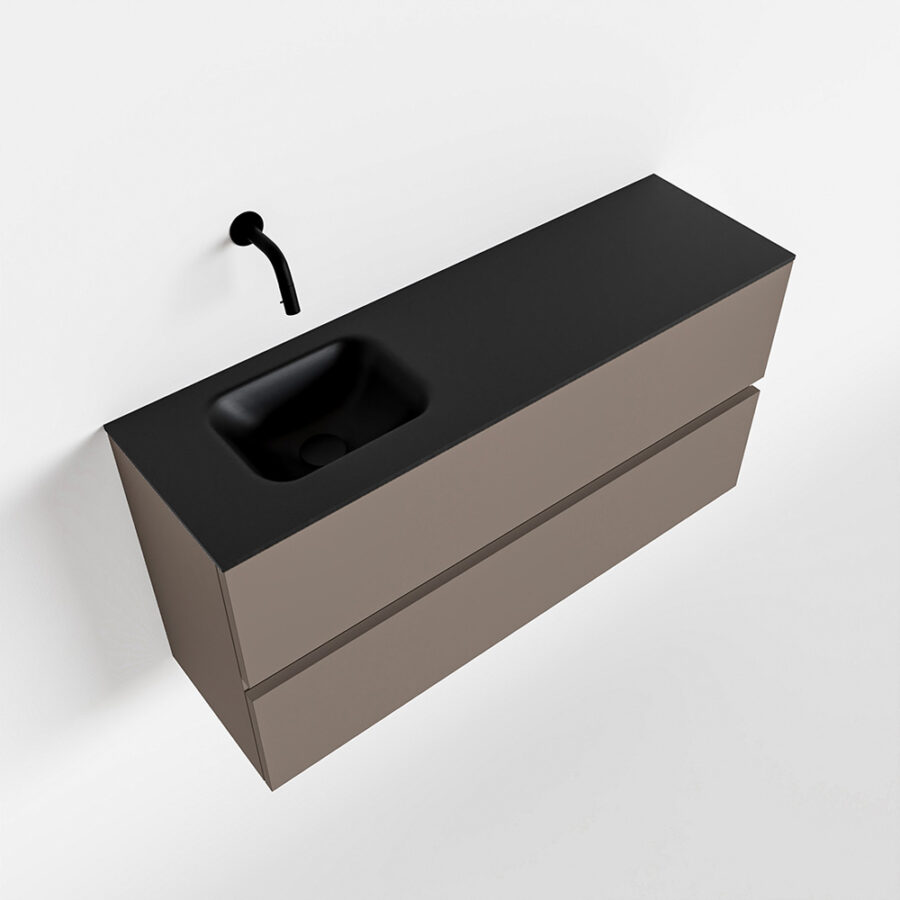 MONDIAZ ADA 100cm toiletmeubel smoke. LEX wastafel urban positie links. Zonder kraangat - Afbeelding 4