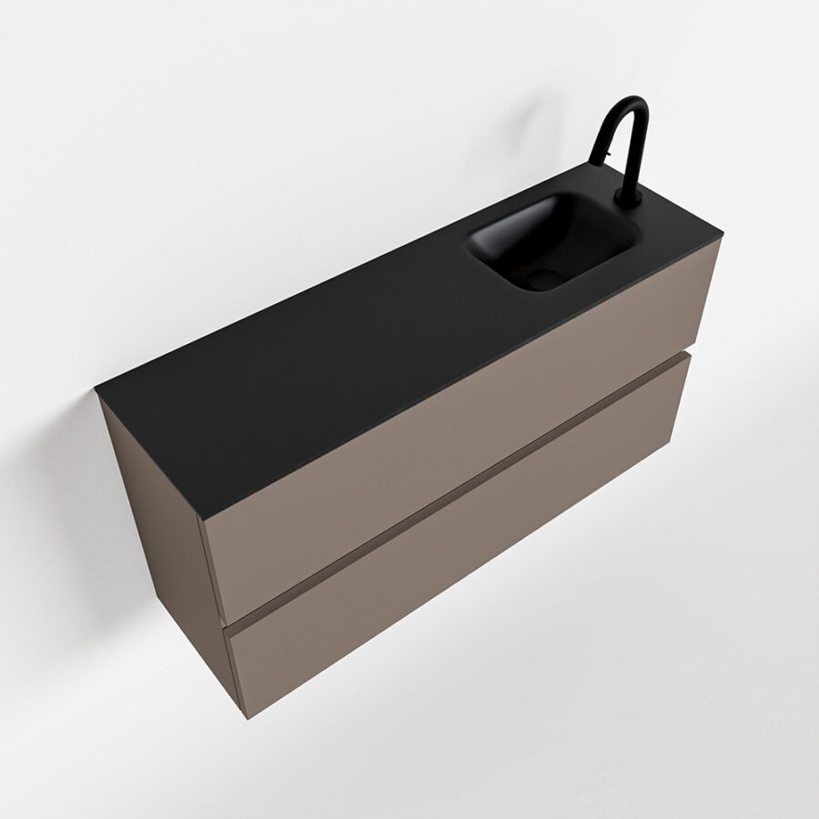 MONDIAZ ADA 100cm toiletmeubel smoke. LEX wastafel urban positie rechts. Met 1 kraangat - Afbeelding 4