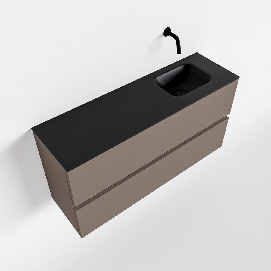 MONDIAZ ADA 100cm toiletmeubel smoke. LEX wastafel urban positie rechts. Zonder kraangat - Afbeelding 4