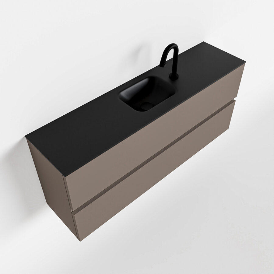 MONDIAZ ADA 120cm toiletmeubel smoke. LEX wastafel urban positie midden. Met 1 kraangat - Afbeelding 4