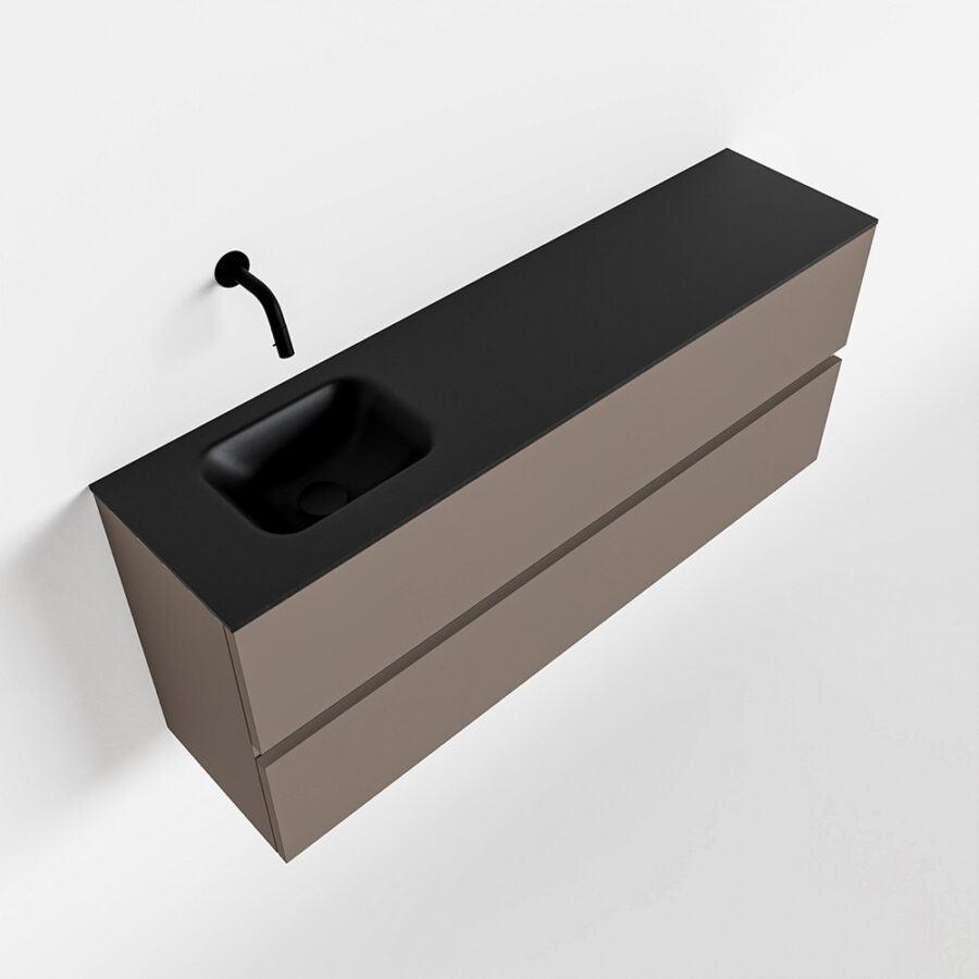MONDIAZ ADA 120cm toiletmeubel smoke. LEX wastafel urban positie links. Zonder kraangat - Afbeelding 4