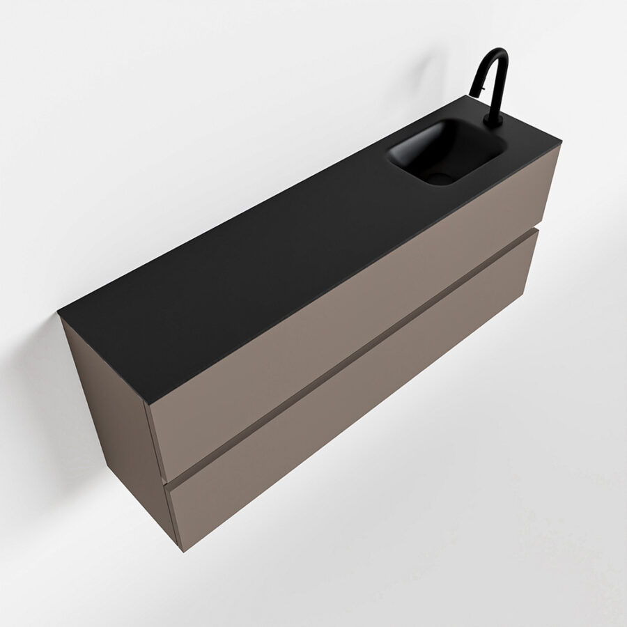 MONDIAZ ADA 120cm toiletmeubel smoke. LEX wastafel urban positie rechts. Met 1 kraangat - Afbeelding 4