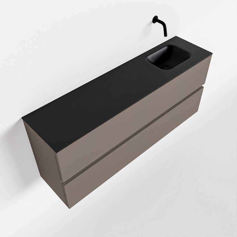 MONDIAZ ADA 120cm toiletmeubel smoke. LEX wastafel urban positie rechts. Zonder kraangat - Afbeelding 4