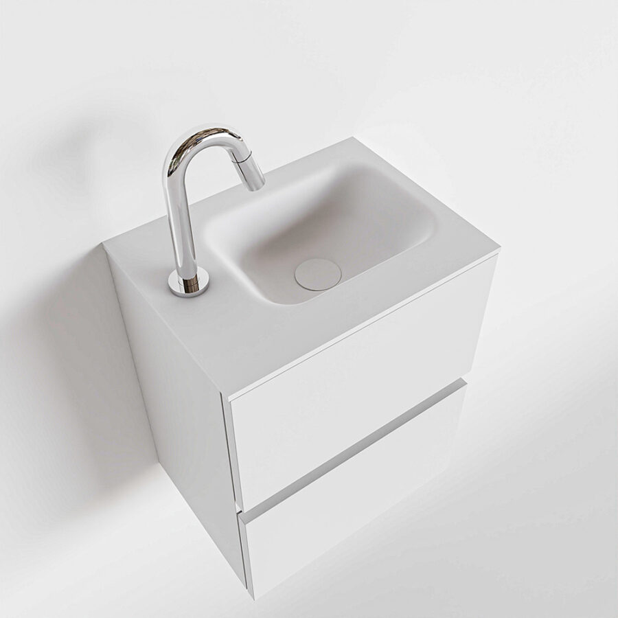 MONDIAZ ADA 40cm toiletmeubel talc. LEX wastafel talc positie links. Met 1 kraangat - Afbeelding 4