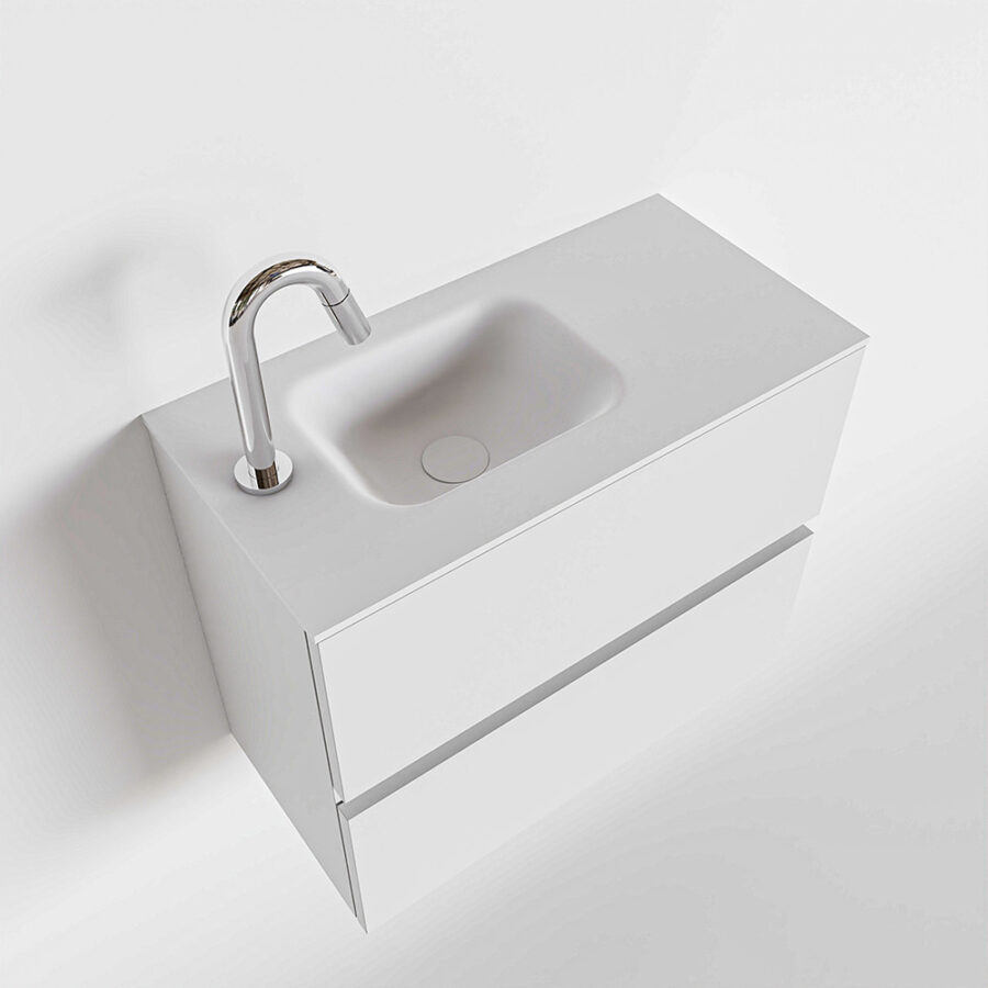 MONDIAZ ADA 60cm toiletmeubel talc. LEX wastafel talc positie links. Met 1 kraangat - Afbeelding 4