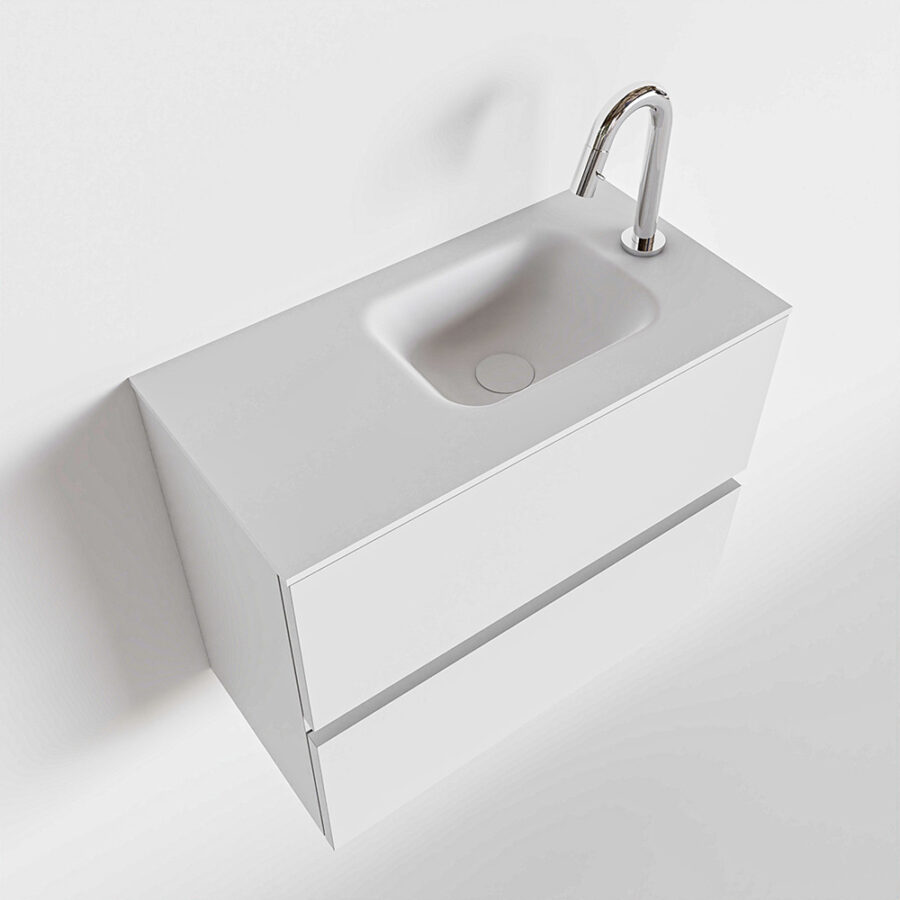 MONDIAZ ADA 60cm toiletmeubel talc. LEX wastafel talc positie rechts. Met 1 kraangat - Afbeelding 4