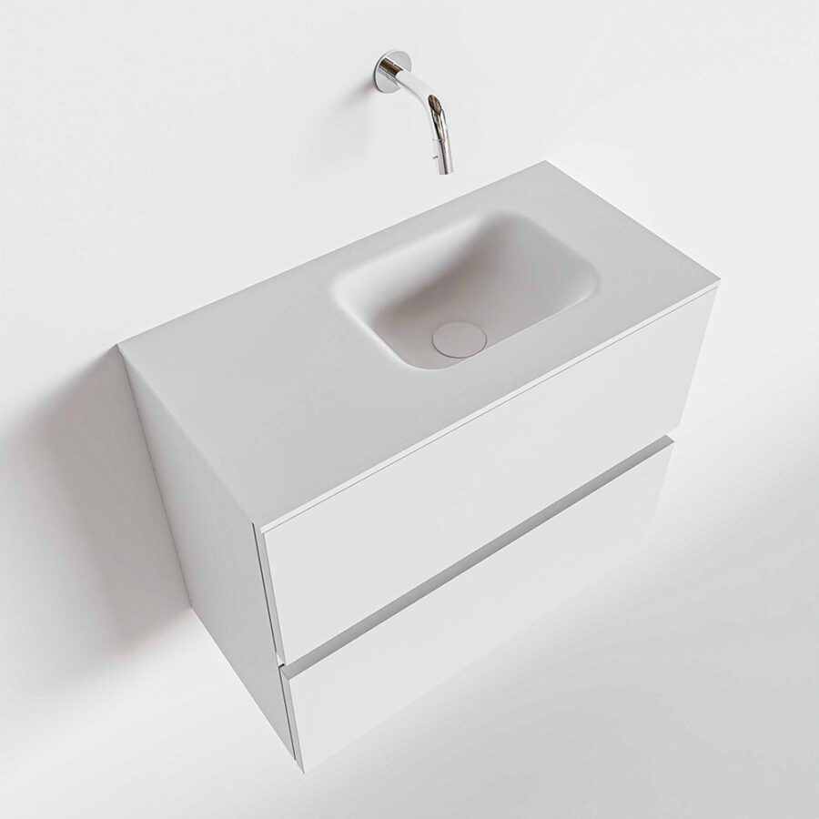 MONDIAZ ADA 60cm toiletmeubel talc. LEX wastafel talc positie rechts. Zonder kraangat - Afbeelding 4