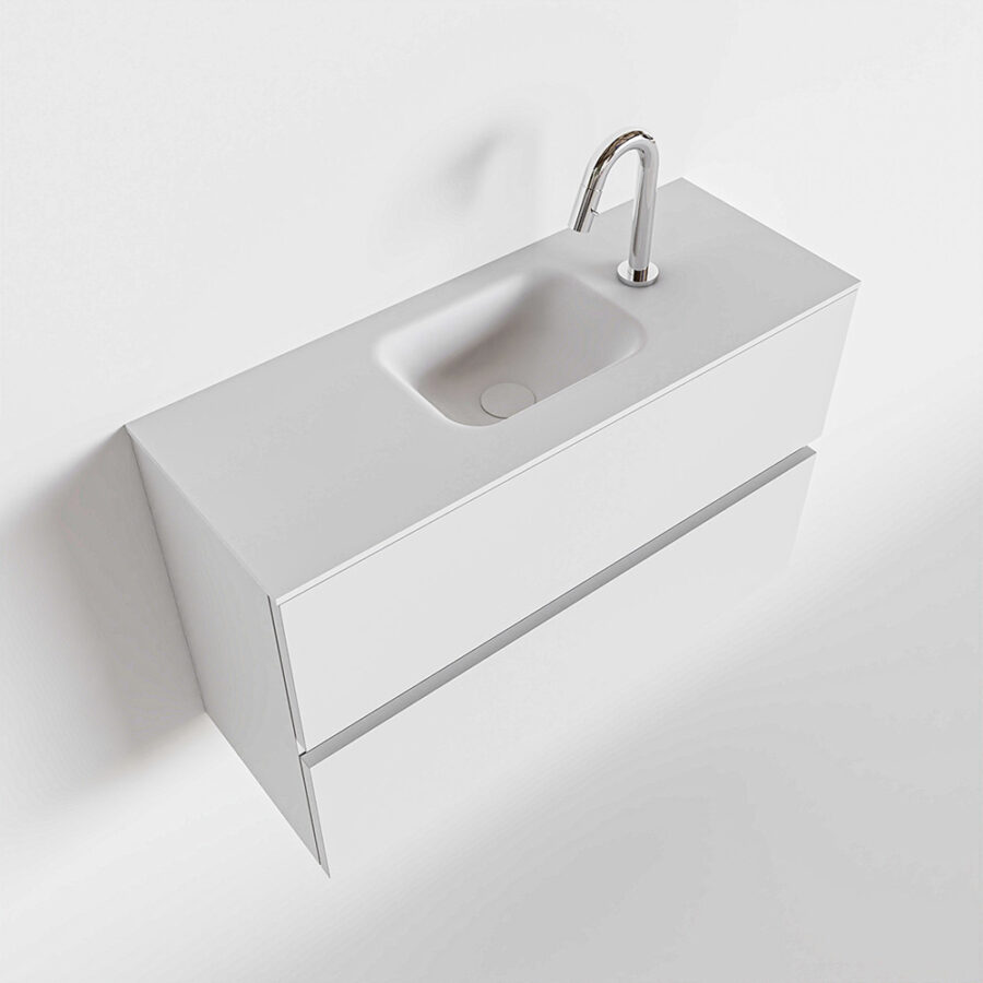 MONDIAZ ADA 80cm toiletmeubel talc. LEX wastafel talc positie midden. Met 1 kraangat - Afbeelding 4