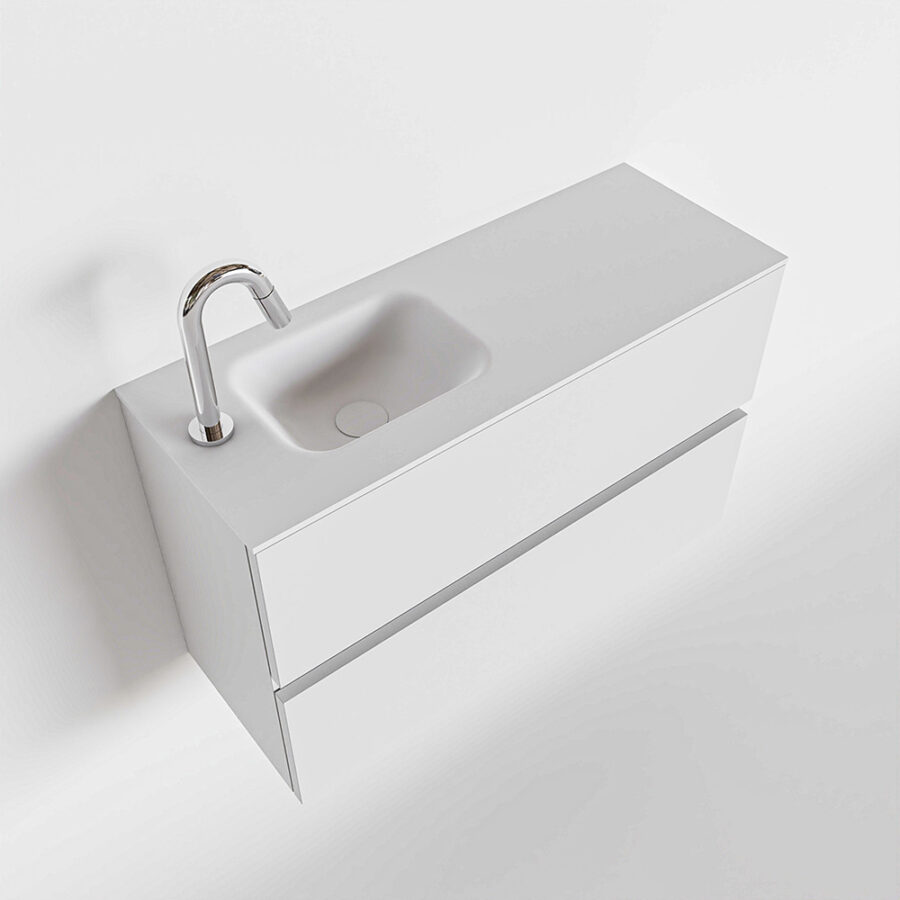 MONDIAZ ADA 80cm toiletmeubel talc. LEX wastafel talc positie links. Met 1 kraangat - Afbeelding 4