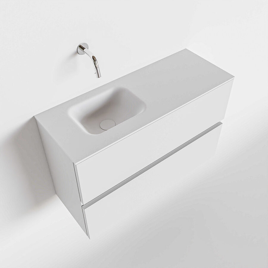 MONDIAZ ADA 80cm toiletmeubel talc. LEX wastafel talc positie links. Zonder kraangat - Afbeelding 4