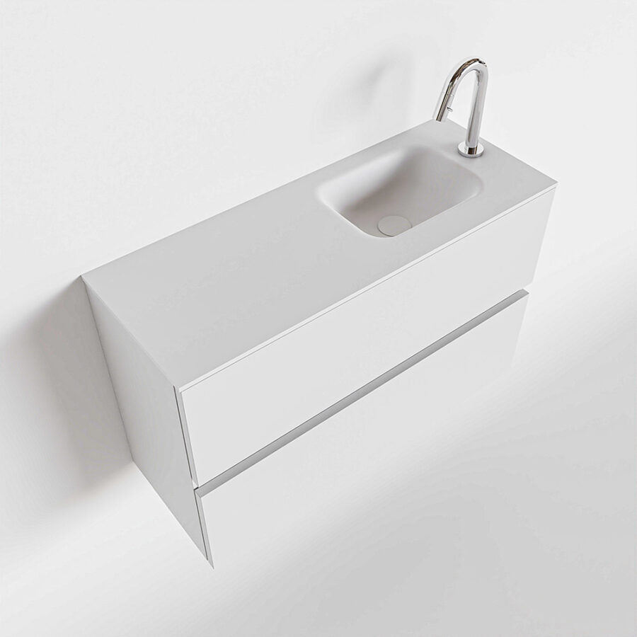 MONDIAZ ADA 80cm toiletmeubel talc. LEX wastafel talc positie rechts. Met 1 kraangat - Afbeelding 4
