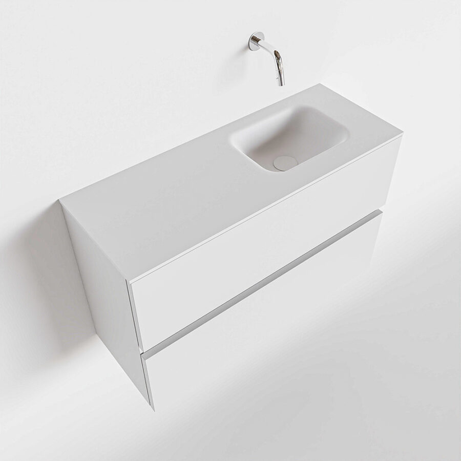MONDIAZ ADA 80cm toiletmeubel talc. LEX wastafel talc positie rechts. Zonder kraangat - Afbeelding 4