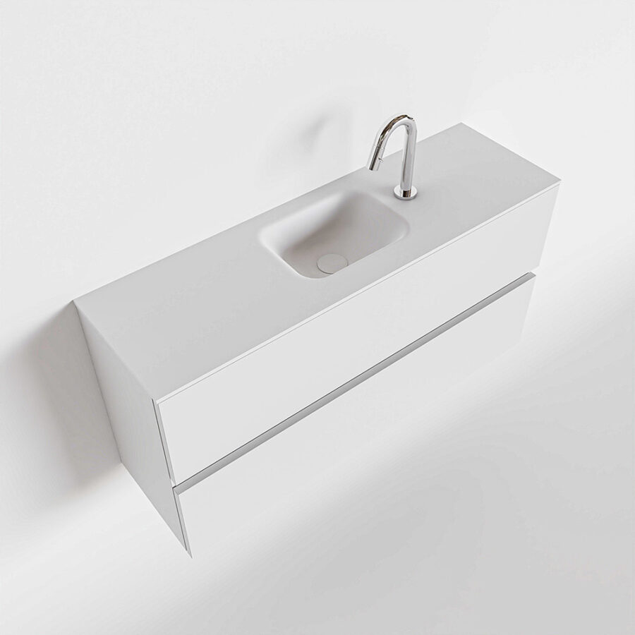 MONDIAZ ADA 100cm toiletmeubel talc. LEX wastafel talc positie midden. Met 1 kraangat - Afbeelding 4