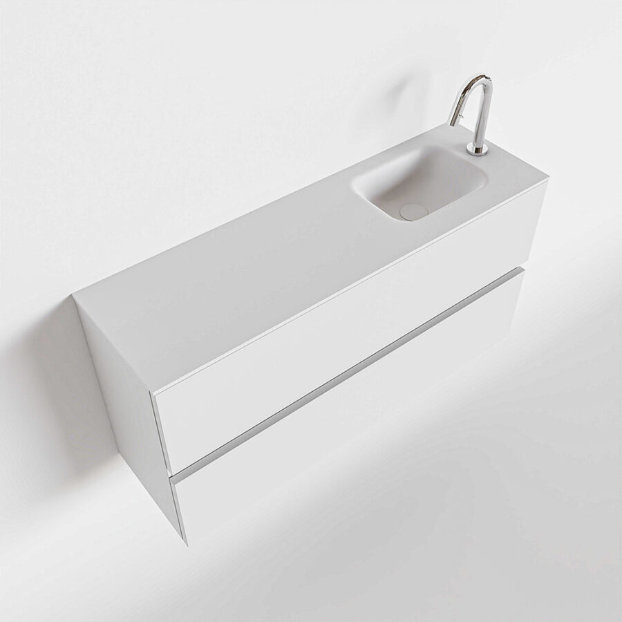 MONDIAZ ADA 100cm toiletmeubel talc. LEX wastafel talc positie rechts. Met 1 kraangat - Afbeelding 4