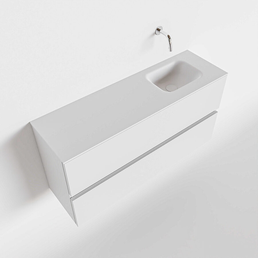 MONDIAZ ADA 100cm toiletmeubel talc. LEX wastafel talc positie rechts. Zonder kraangat - Afbeelding 4