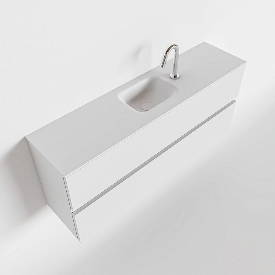 MONDIAZ ADA 120cm toiletmeubel talc. LEX wastafel talc positie midden. Met 1 kraangat - Afbeelding 4