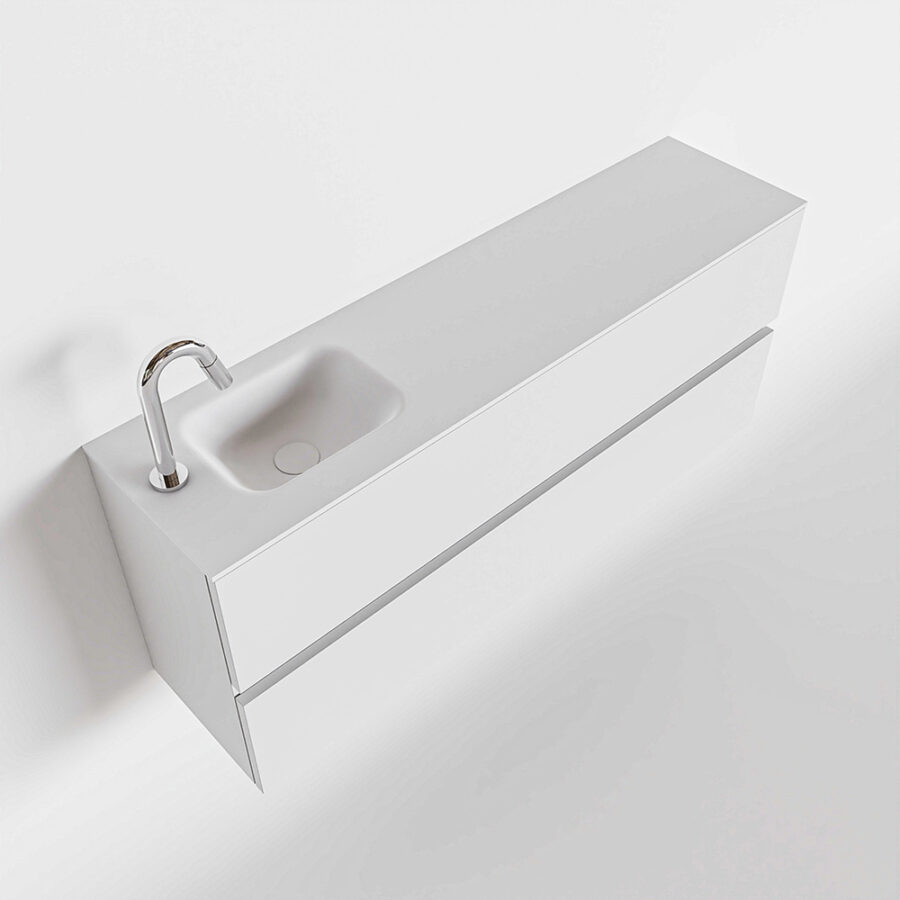 MONDIAZ ADA 120cm toiletmeubel talc. LEX wastafel talc positie links. Met 1 kraangat - Afbeelding 4