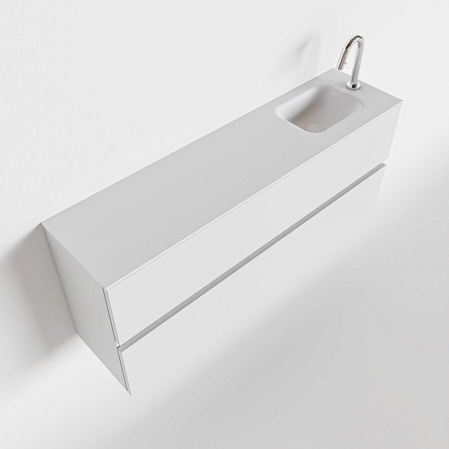 MONDIAZ ADA 120cm toiletmeubel talc. LEX wastafel talc positie rechts. Met 1 kraangat - Afbeelding 4