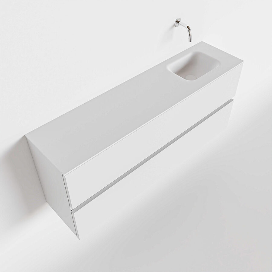 MONDIAZ ADA 120cm toiletmeubel talc. LEX wastafel talc positie rechts. Zonder kraangat - Afbeelding 4