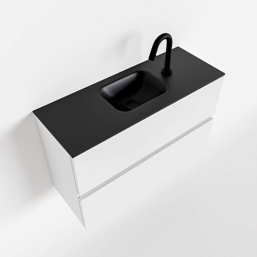 MONDIAZ ADA 80cm toiletmeubel talc. LEX wastafel urban positie midden. Met 1 kraangat - Afbeelding 4