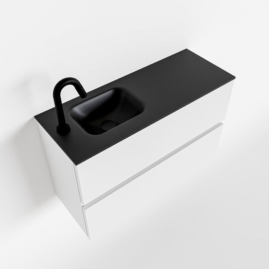 MONDIAZ ADA 80cm toiletmeubel talc. LEX wastafel urban positie links. Met 1 kraangat - Afbeelding 4