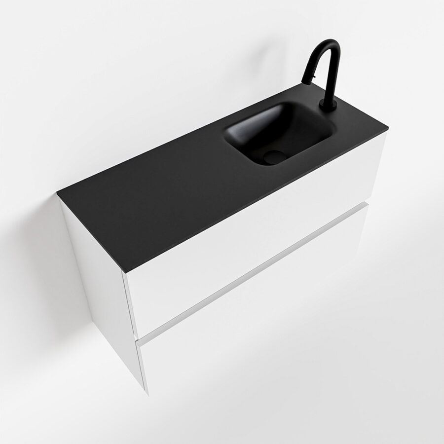 MONDIAZ ADA 80cm toiletmeubel talc. LEX wastafel urban positie rechts. Met 1 kraangat - Afbeelding 4