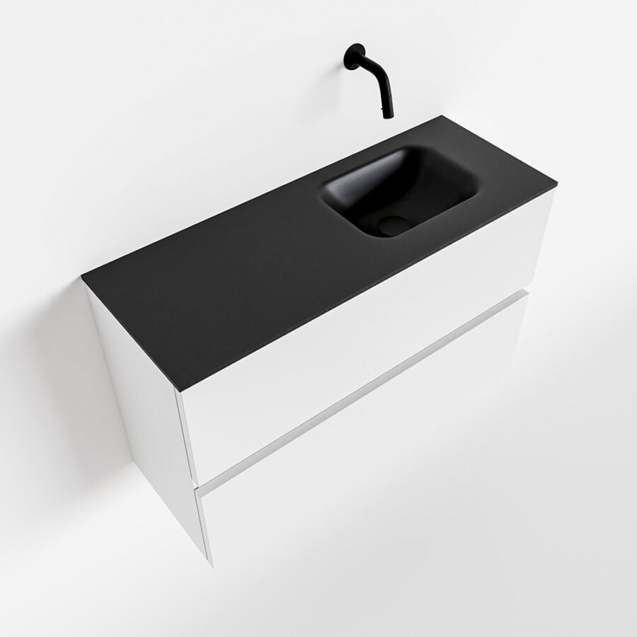 MONDIAZ ADA 80cm toiletmeubel talc. LEX wastafel urban positie rechts. Zonder kraangat - Afbeelding 4