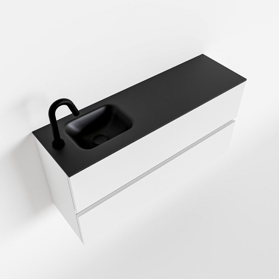 MONDIAZ ADA 100cm toiletmeubel talc. LEX wastafel urban positie links. Met 1 kraangat - Afbeelding 4