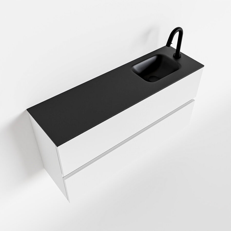MONDIAZ ADA 100cm toiletmeubel talc. LEX wastafel urban positie rechts. Met 1 kraangat - Afbeelding 4