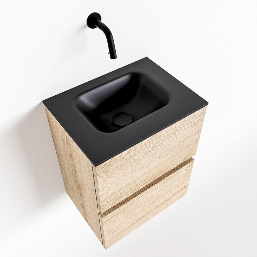 MONDIAZ ADA 40cm toiletmeubel washed oak. LEX wastafel urban positie midden. Zonder kraangat - Afbeelding 4