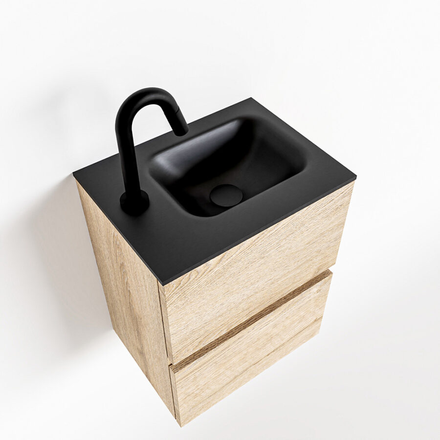 MONDIAZ ADA 40cm toiletmeubel washed oak. LEX wastafel urban positie links. Met 1 kraangat - Afbeelding 4