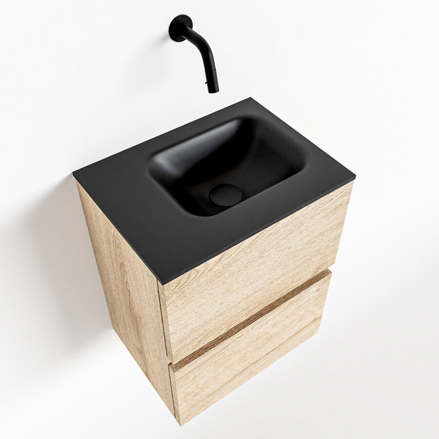 MONDIAZ ADA 40cm toiletmeubel washed oak. LEX wastafel urban positie links. Zonder kraangat - Afbeelding 4