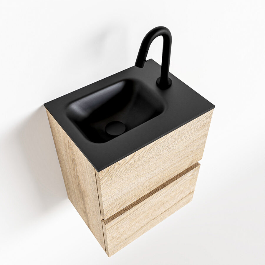 MONDIAZ ADA 40cm toiletmeubel washed oak. LEX wastafel urban positie rechts. Met 1 kraangat - Afbeelding 4