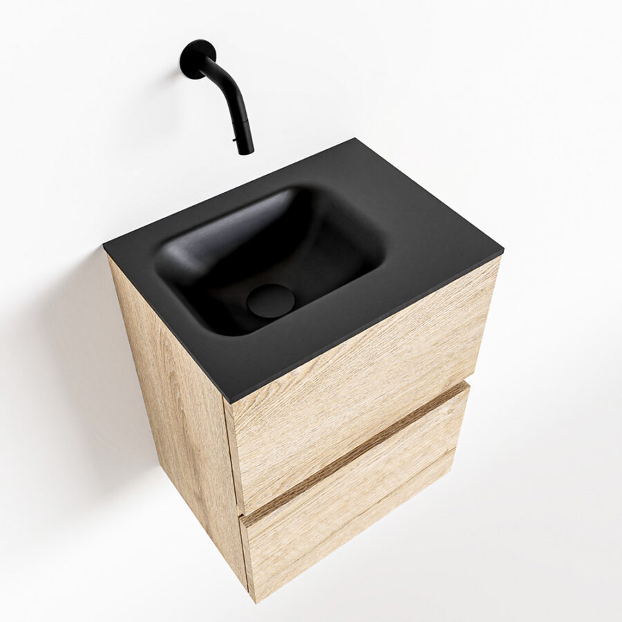 MONDIAZ ADA 40cm toiletmeubel washed oak. LEX wastafel urban positie rechts. Zonder kraangat - Afbeelding 4