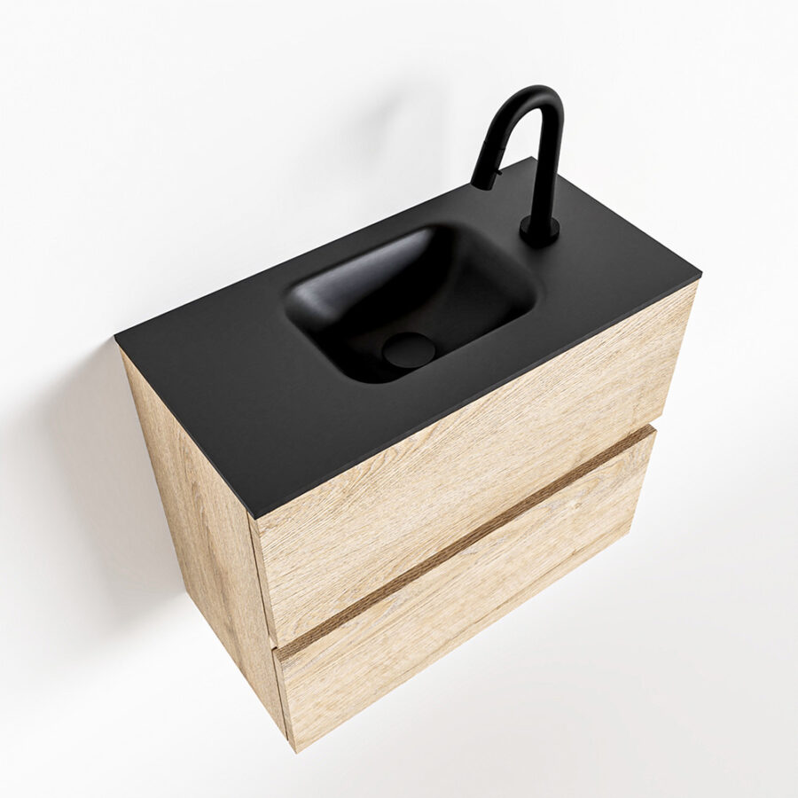 MONDIAZ ADA 60cm toiletmeubel washed oak. LEX wastafel urban positie midden. Met 1 kraangat - Afbeelding 4