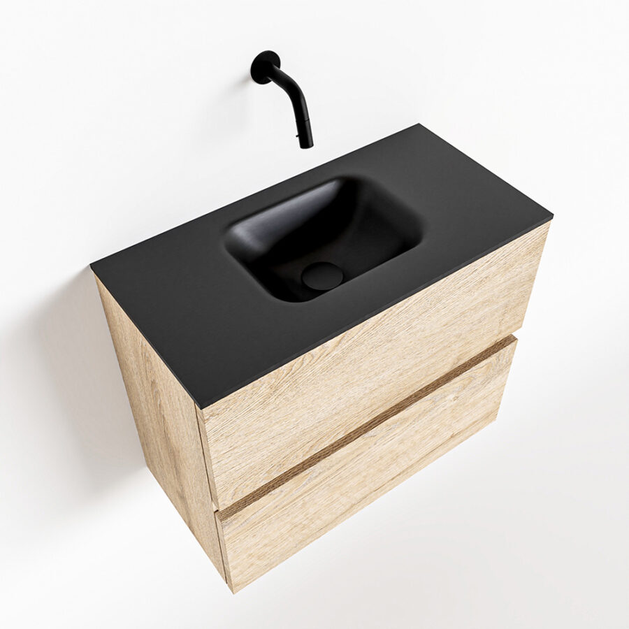 MONDIAZ ADA 60cm toiletmeubel washed oak. LEX wastafel urban positie midden. Zonder kraangat - Afbeelding 4