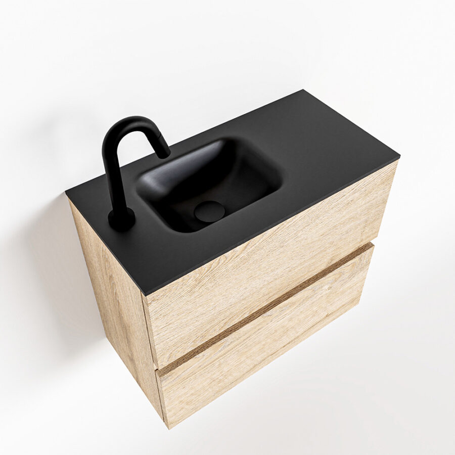 MONDIAZ ADA 60cm toiletmeubel washed oak. LEX wastafel urban positie links. Met 1 kraangat - Afbeelding 4