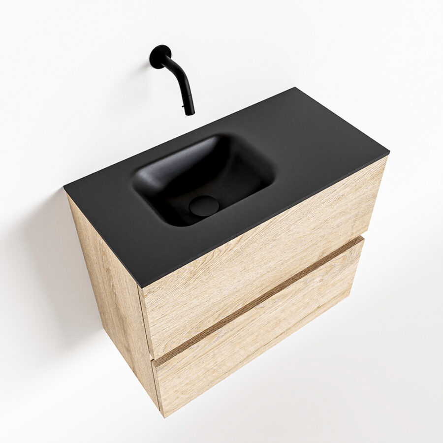 MONDIAZ ADA 60cm toiletmeubel washed oak. LEX wastafel urban positie links. Zonder kraangat - Afbeelding 4