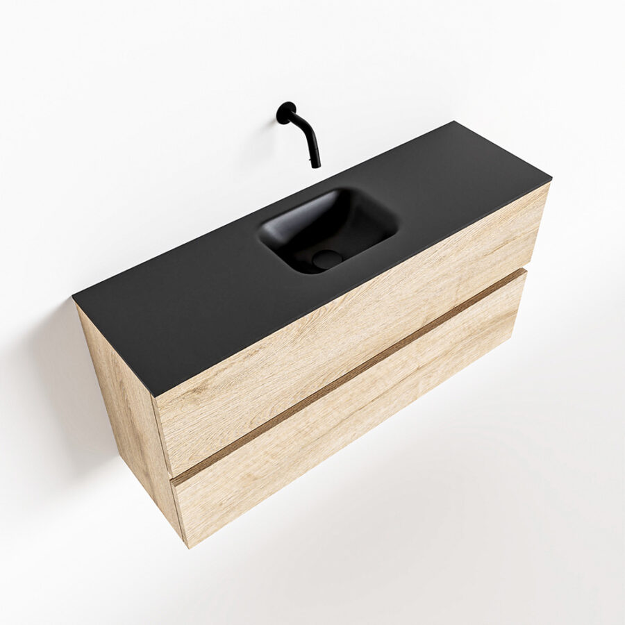 MONDIAZ ADA 100cm toiletmeubel washed oak. LEX wastafel urban positie midden. Zonder kraangat - Afbeelding 4