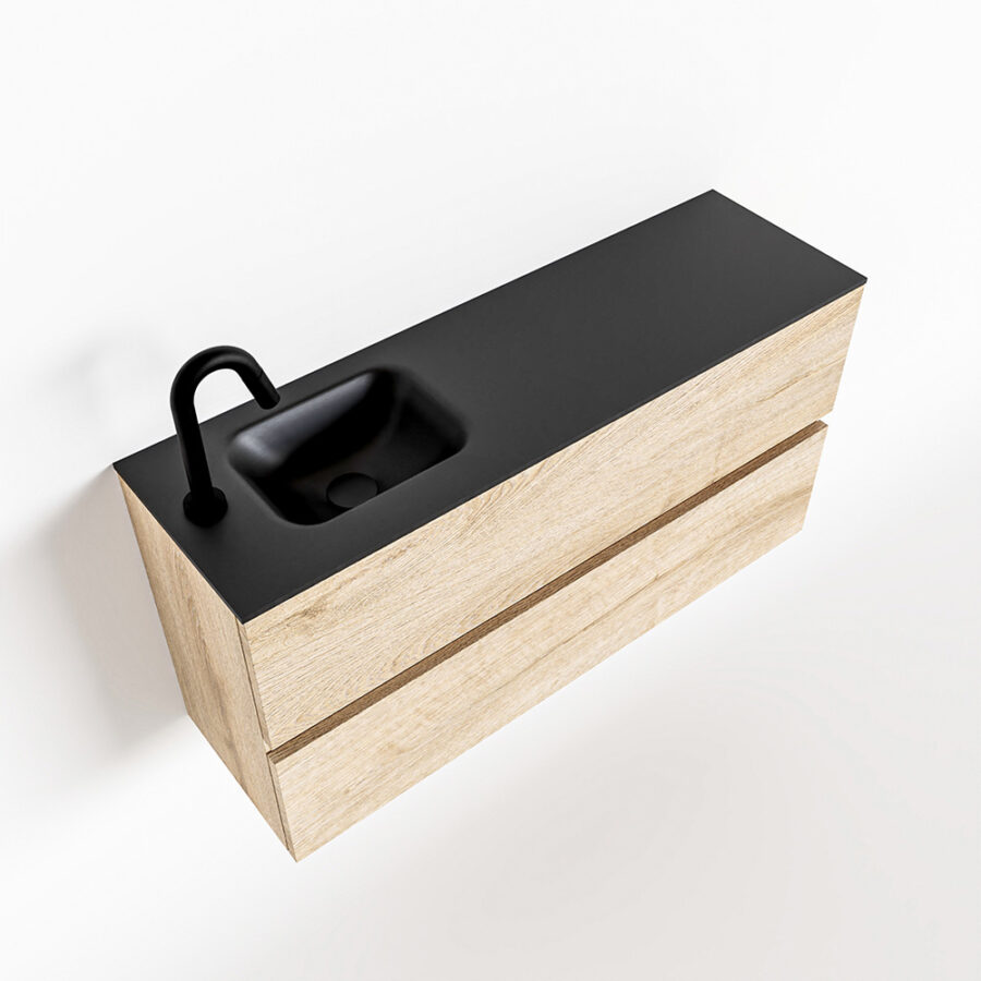 MONDIAZ ADA 100cm toiletmeubel washed oak. LEX wastafel urban positie links. Met 1 kraangat - Afbeelding 4