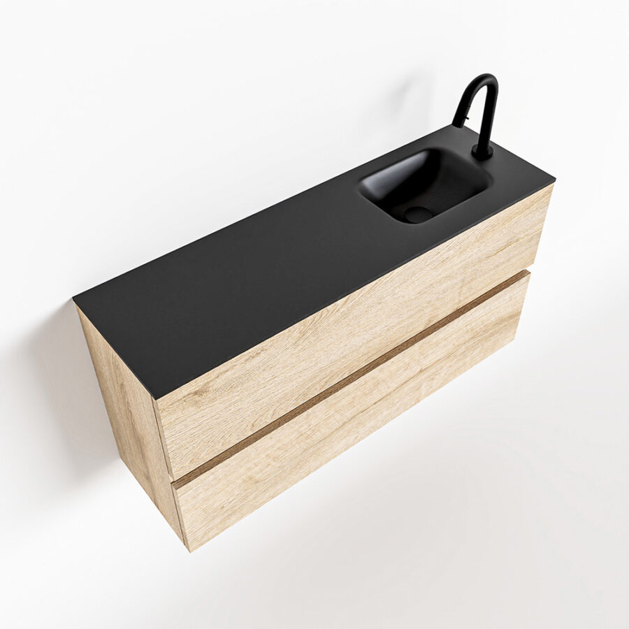 MONDIAZ ADA 100cm toiletmeubel washed oak. LEX wastafel urban positie rechts. Met 1 kraangat - Afbeelding 4