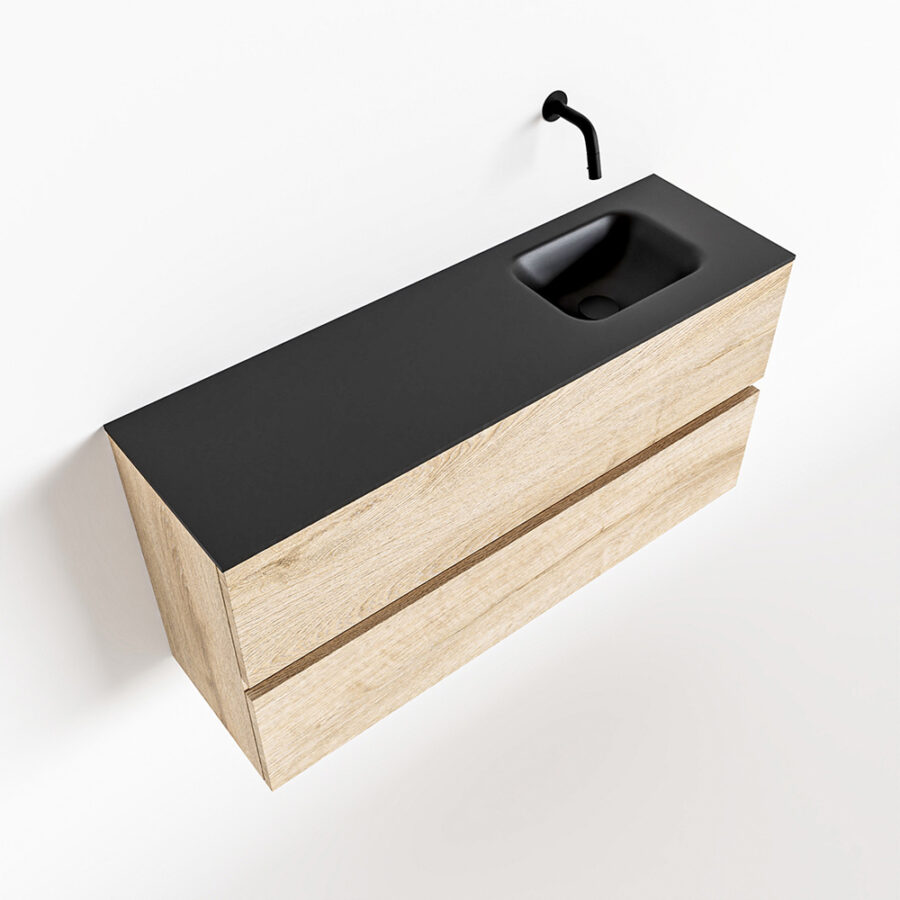 MONDIAZ ADA 100cm toiletmeubel washed oak. LEX wastafel urban positie rechts. Zonder kraangat - Afbeelding 4