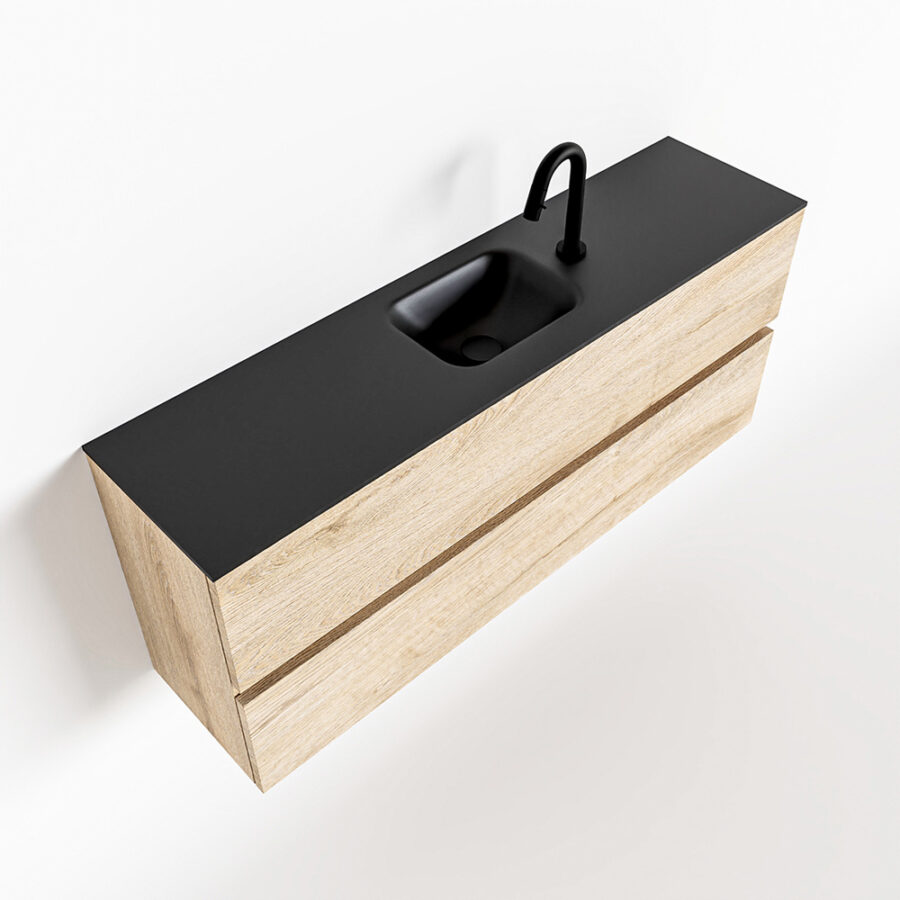 MONDIAZ ADA 120cm toiletmeubel washed oak. LEX wastafel urban positie midden. Met 1 kraangat - Afbeelding 4