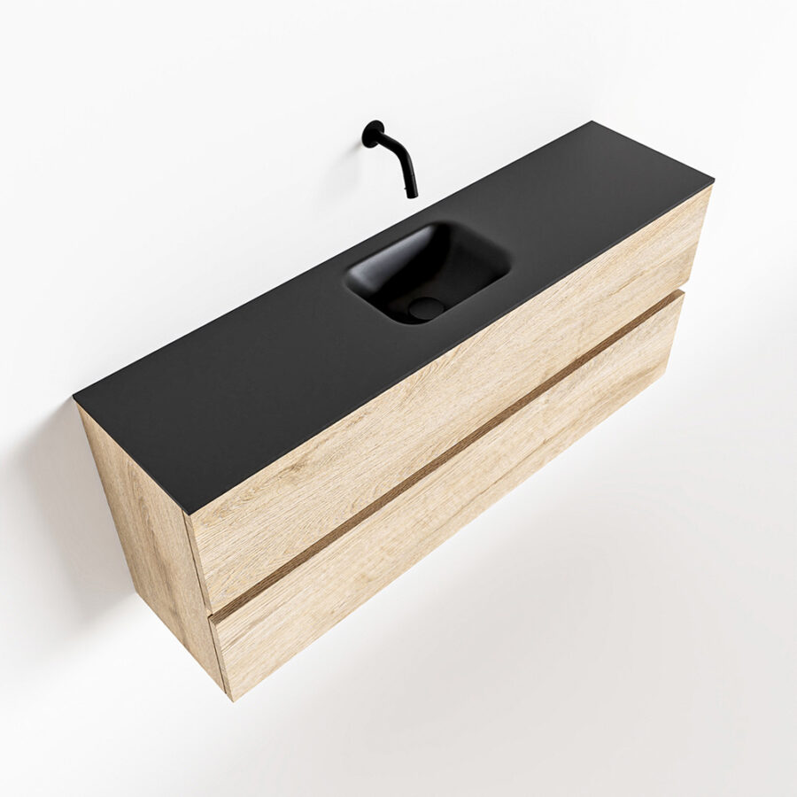 MONDIAZ ADA 120cm toiletmeubel washed oak. LEX wastafel urban positie midden. Zonder kraangat - Afbeelding 4