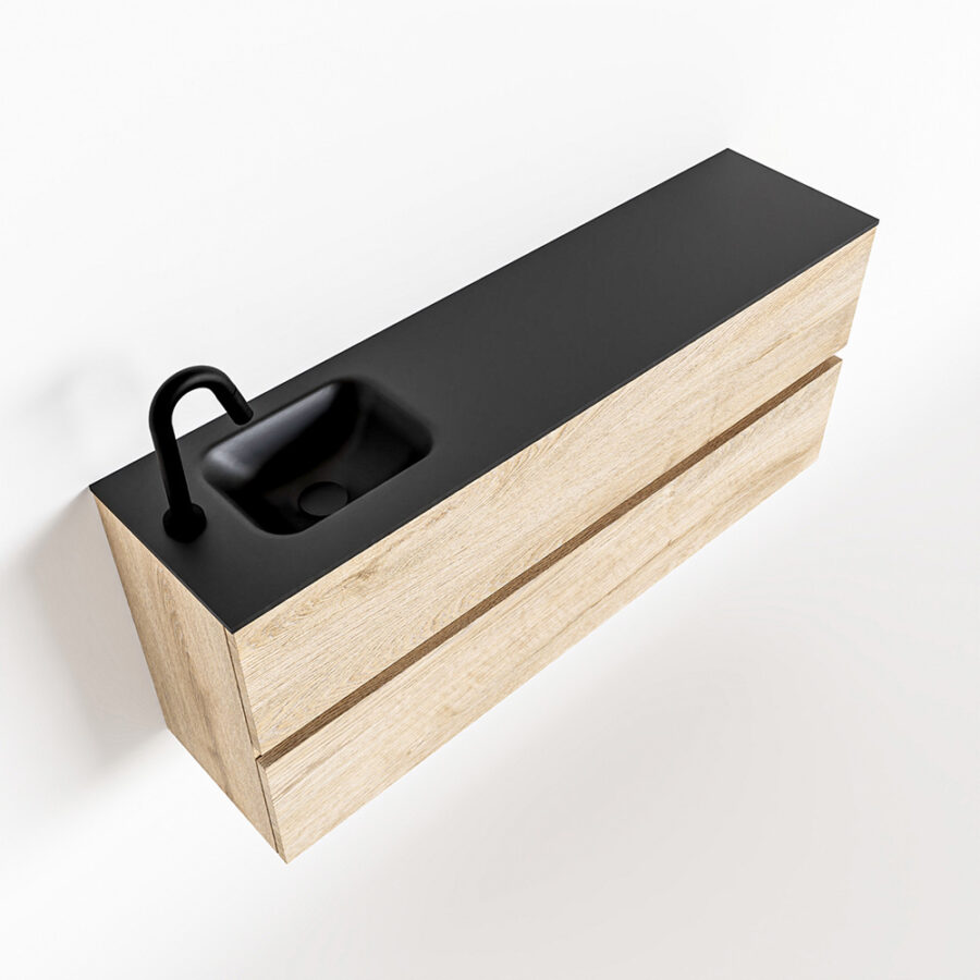 MONDIAZ ADA 120cm toiletmeubel washed oak. LEX wastafel urban positie links. Met 1 kraangat - Afbeelding 4